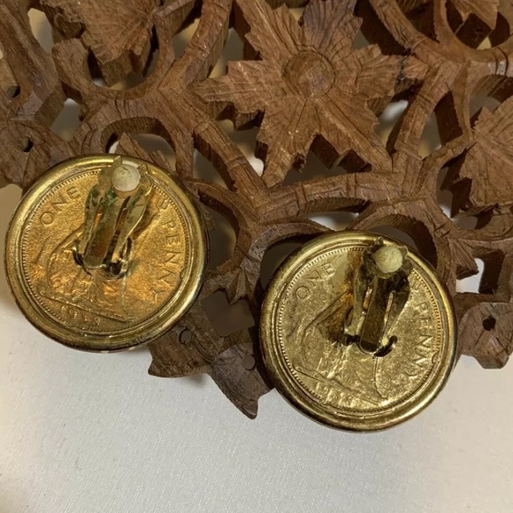 Rare Vintage Gold Plated British 1938 Coin Earrings - Picture 7 of 8